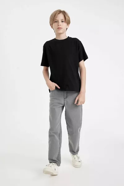 تي شيرت أساسي للأطفال من الأولاد برقبة دائرية وأكمام قصيرة NS