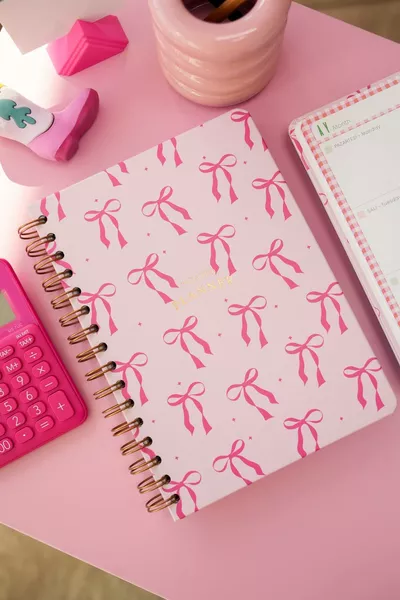  Спирален Непрекъснат Планер Тетрадка с Мотивационни Страници Розова Панделка