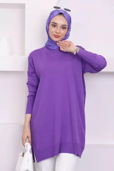 Donkerpaars Fietsnekgensmerze Losse Trui Tuniek