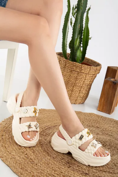 Sandales femme luxueuses à semelle confortable avec double boucle pour la plage, la mer et la piscine