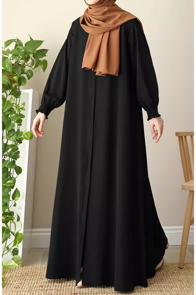 Asel Mevlana Flared Abaya Black