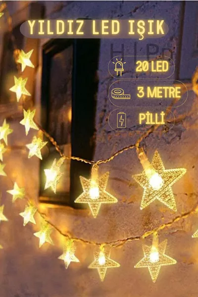 Yıldız Led 3,5 Metre  Led Pilli Gün Işığı Dekoratif Aydınlatma