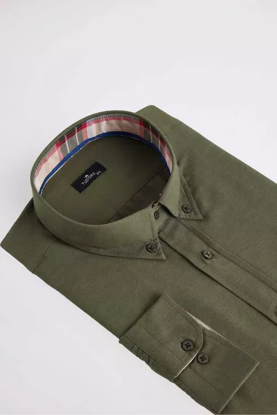 Plus Size Oxford Men's Shirt with Button-Down Collar, Poplin Cotton, Easy Iron