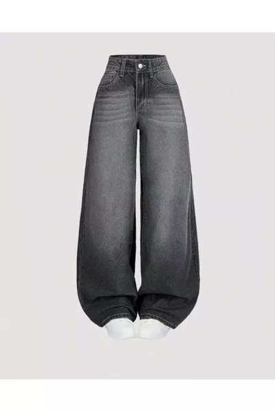 Baggy loose-fit pocket jeans, ash gray jeans