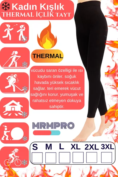 Collants thermiques d'hiver pour femme noirs avec intérieur polaire