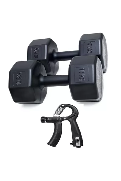  KG HALTÈRES X 2 = ENSEMBLE DE  KG, RÉSISTANCE RÉGLABLE AVEC COMPTEUR, POIGNÉE MANUELLE