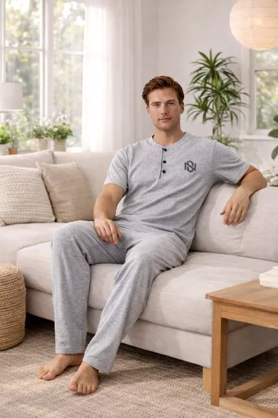 طقم بيجامة رجالي قطني 3 قطع - هدية يوم الأب