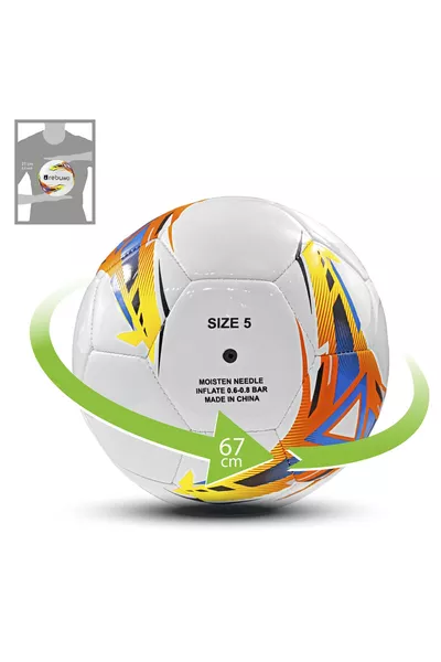 Soccer Ball White Orange Size 5 Match Ball Sewn Ball