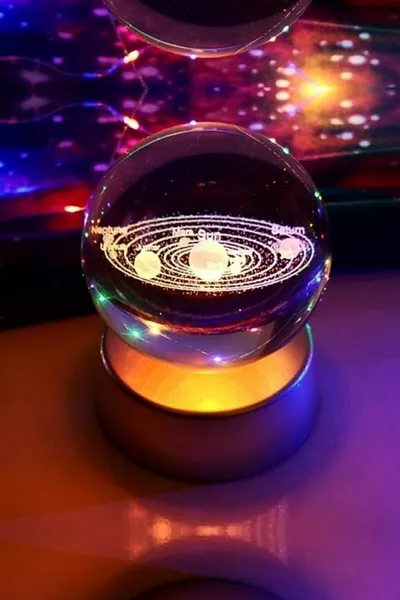 Планетата Стъклен глобус Светещ 3D LED Светлина Декоративен Подарък