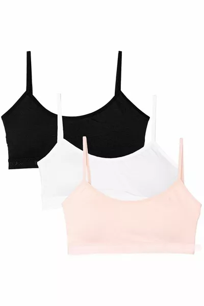 Women's Colorful 3-Pack Half Tank Top with Straps and Padding