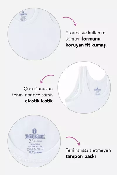 Boys' Cotton Supima Crew Neck Tank Top 6-Pack  White