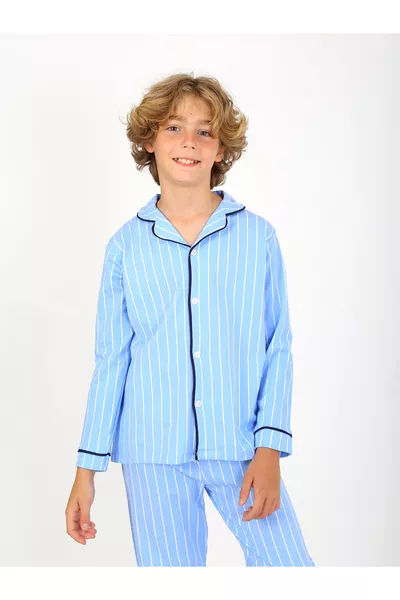 Striped Button-Up Boys' Pajamas
