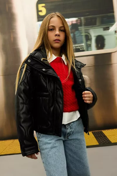 Girls' Waterproof Jacket with Zipper and Snap Pockets AU