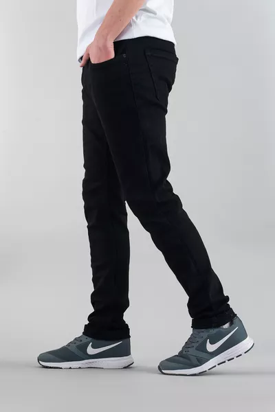 بنطال جينز رجالي أسود ضيق ومريح مطاطي