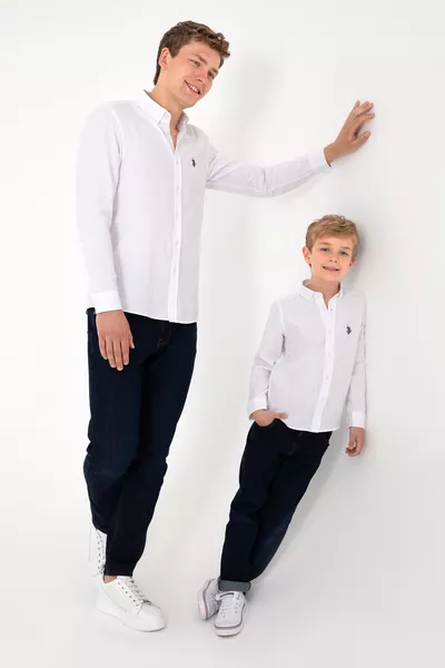 Erkek Beyaz Uzun Kollu Basic Gömlek 