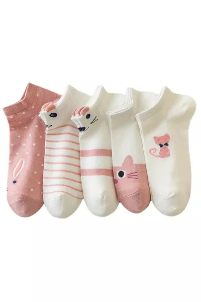 5 пар милых 3D разноцветных женских носков-тапочек с рисунком кота, ароматизированные после стирки