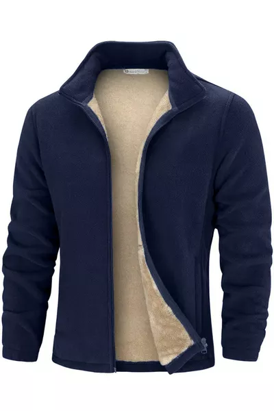 Мужская флисовая куртка Ghassy Co. с полной молнией, карманами и плюшевой подкладкой для тепла