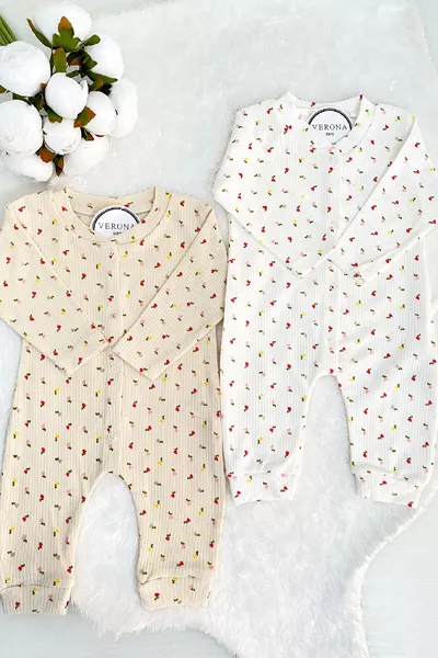 Baby Girl Floral Print 2-Piece Romper Set Newborn 1-3-6 Months