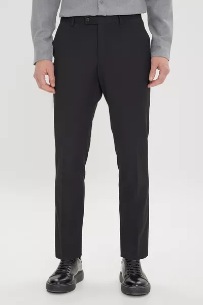 Pantalon classique noir pour homme, coupe slim ajustée et extensible