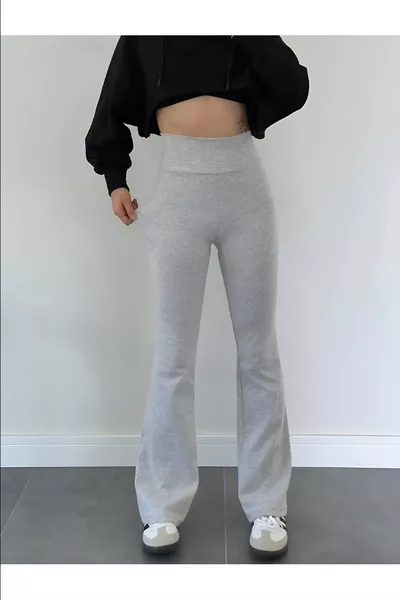 بنطلون ضيق نسائي بخصر عالٍ وخصر عريض، قماش قطن، بتصميم إسباني