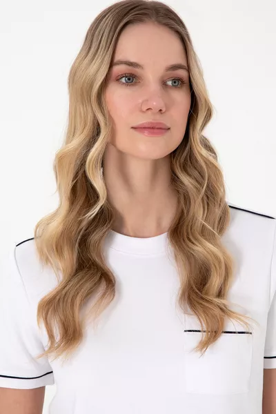 Women's White Modal Blend Crew Neck T-Shirt 