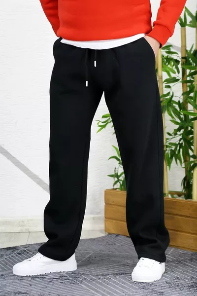 بنطال رياضي رجالي فضفاض من الصوف المخملي بثلاث خيوط