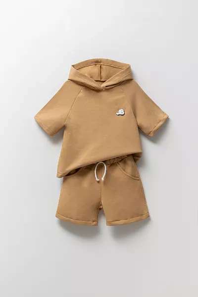 Kapuzenshirt mit kurzen Ärmeln und kurze Hose für Jungen, 2-teiliges Set 