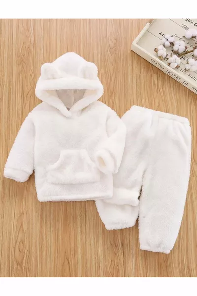 طقم أطفال شتوي من الويلسوف للأطفال للجنسين - أبيض