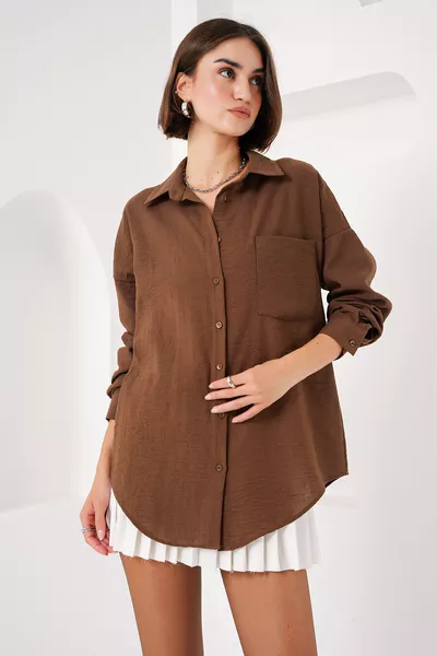 Chemise oversize en lin à une poche  clair