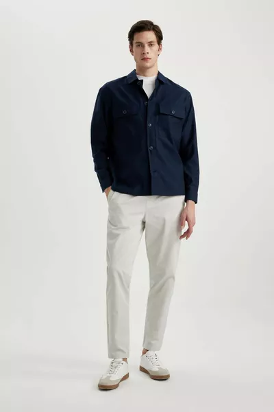 قميص جاكيت بياقة بولو بتصميم مريح وتفاصيل جيوب SP