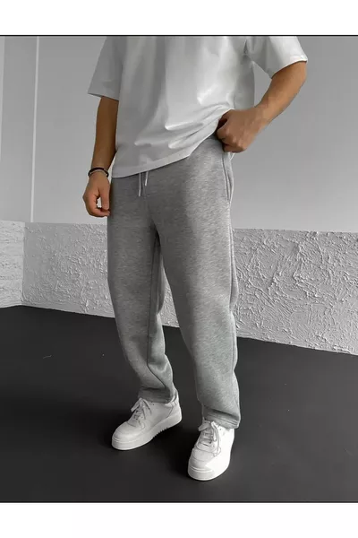 Pantaloni da tuta larghi grigi con gambe ampie per l'inverno