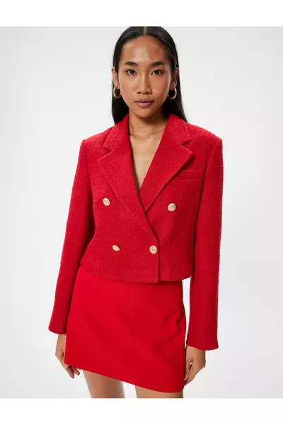 Kısa Tüvit Blazer Ceket Kruvaze