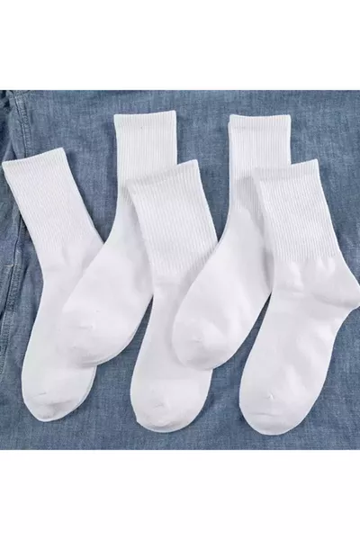 Chaussettes unisexes blanches collège unies 6 pièces