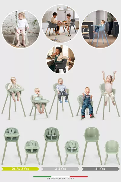 كرسي طعام الأطفال من ميستو مع وسادة داخلية أخضر