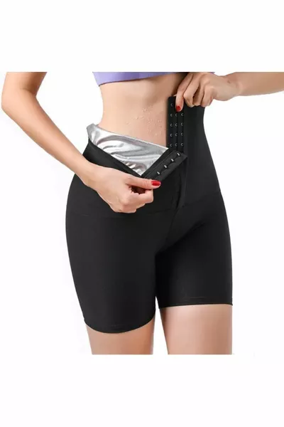 Short de sauna avec agrafes, thermique, amincissant, raffermissant, aide à brûler les graisses et à perdre du poids