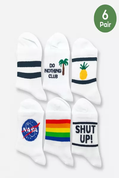 6 Paar Gemusterte Baumwollsocken – Unisex Lange College- & Sneaker-kompatible Socken für Damen und Herren