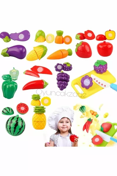 Toy Vegetable and Fruit Cutting Game Piece Set Pretend Play Toys for Girls & Boys