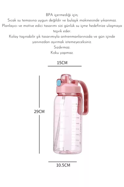 ''Superior 2'' Bouteille d'eau sportive Tritan haute capacité de 2 litres avec motivation - Sans BPA