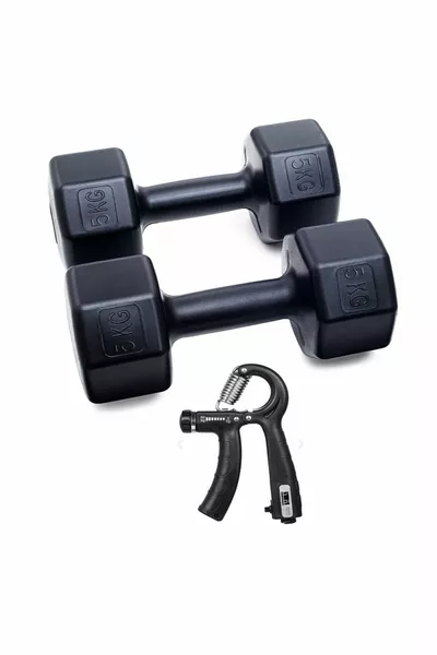 أوزان حديدية PS Spor كيلوغرام (يتم الشحن كزوج من الدمبل بوزن 5 كغ مع عداد وقابل للتعديل مع زنبرك اليد)