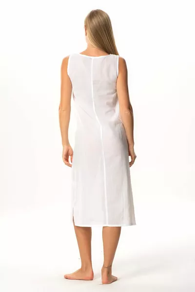 Cotton Jumpsuit Chiffon Long Dress Lining Thick Tank Top Straps White Byz