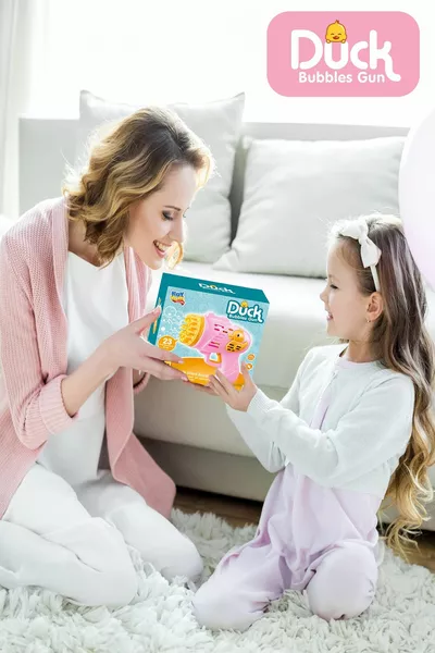 Duck Çok Delikli Pilli Köpük Atan Tabanca Oyuncağı  Delikli Bubble Gun