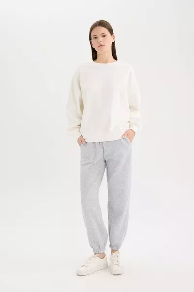 سروال رياضي طويل بخصر مرن وكاحل ضيق وقماش سميك، مقاس قياسي للركض WN