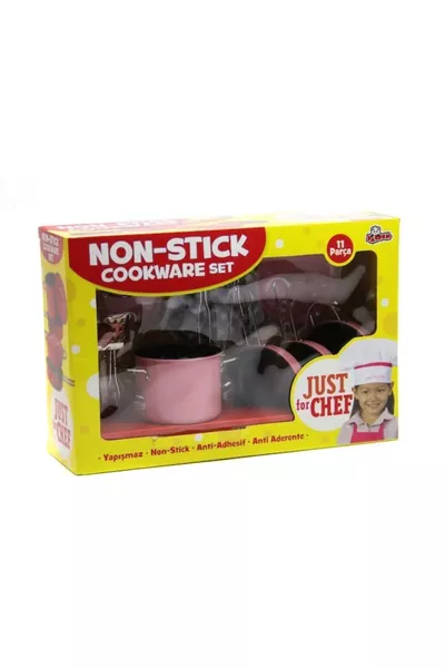 -Piece Red Stainless Steel Pot and Pan Set Educational Kids Toy