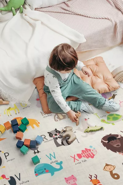 سجادة لعب للحيوانات للأطفال والرضع، سجادة نشاط ناعمة لتعليم الأرقام والحيوانات