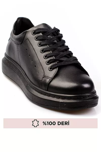 حذاء رياضي رجالي من الجلد الطبيعي % مع نعل سميك