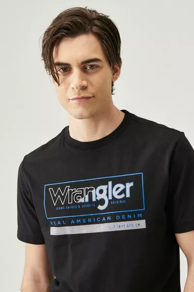 Regular Fit Rahat Kesim % Pamuk Logolu Crew Neck Tişört