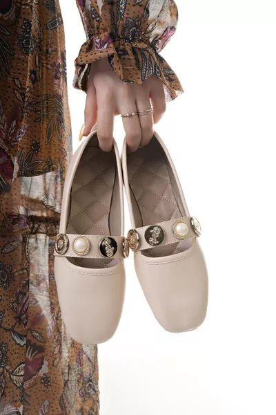 Dames Ballerina Beige Stijlvolle Schoenen voor Thuis, Werk en Dagelijks Gebruik