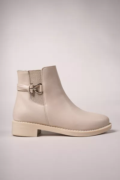 حذاء نسائي Lhewiel رقم  من الجلد بلون البيج