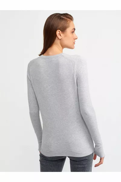  Girocollo Mid-Sleeve Drop Sweater-grigio Melange