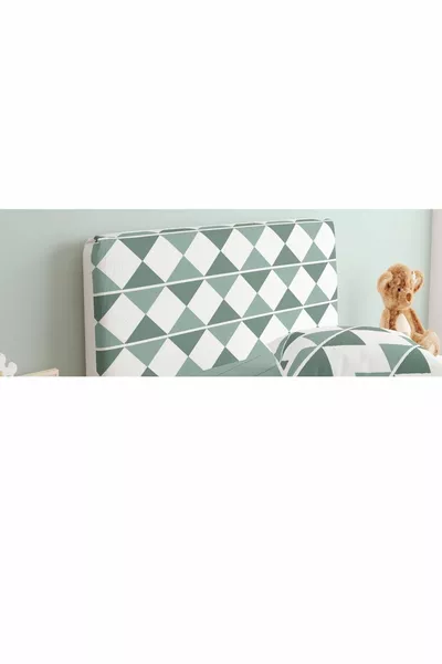 Bed Base Headboard Cover Youth Room Green Tones Triangles